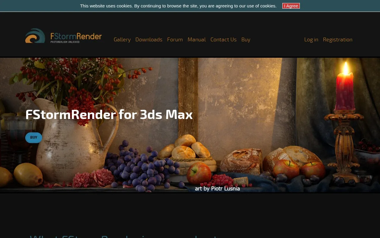 Screenshot of the FStormRender homepage