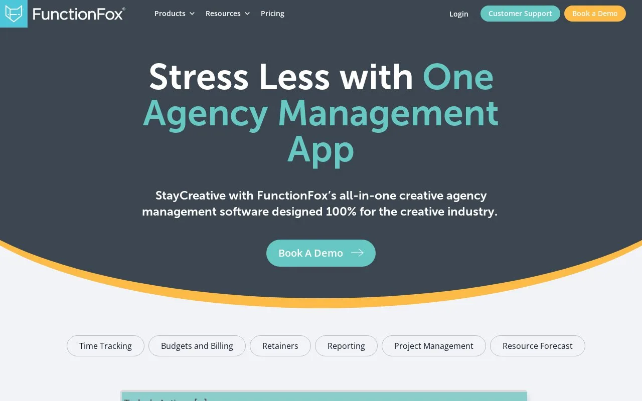 Screenshot of the FunctionFox homepage