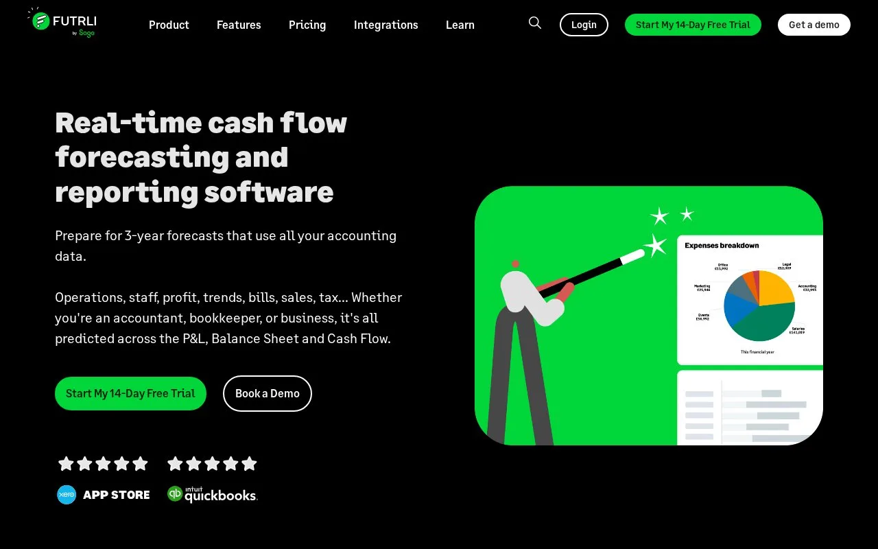 Screenshot of the Futrli homepage