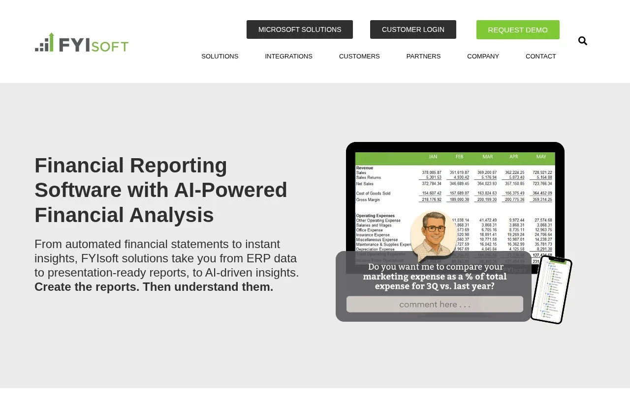 Screenshot of the FYIsoft homepage
