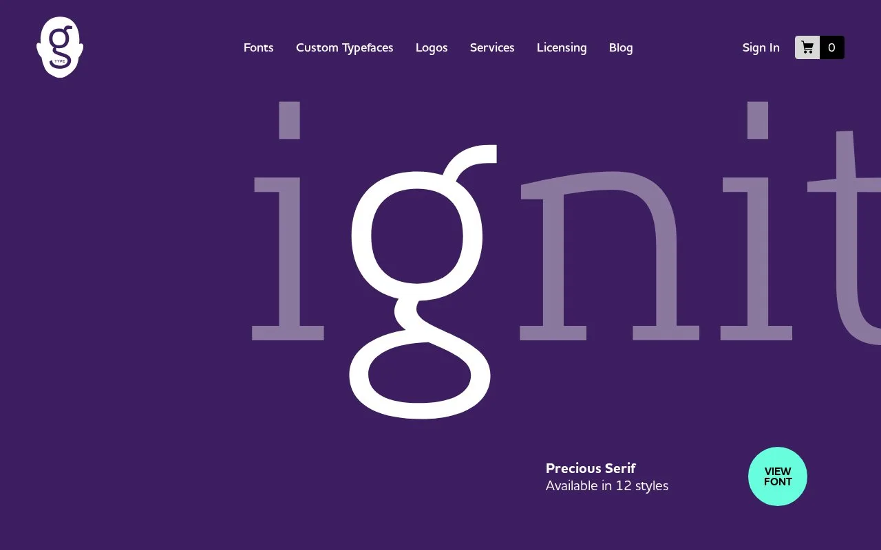 Screenshot of the G-Type homepage