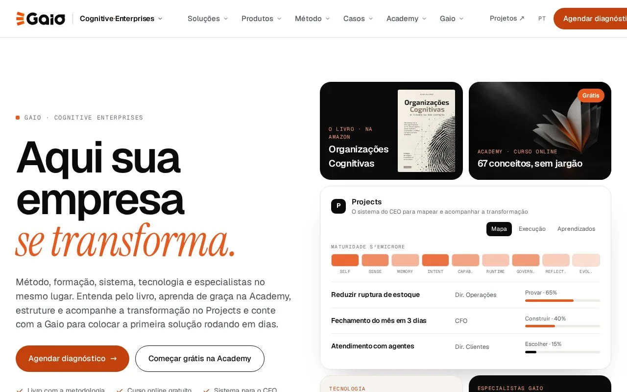 Screenshot of the Gaio homepage
