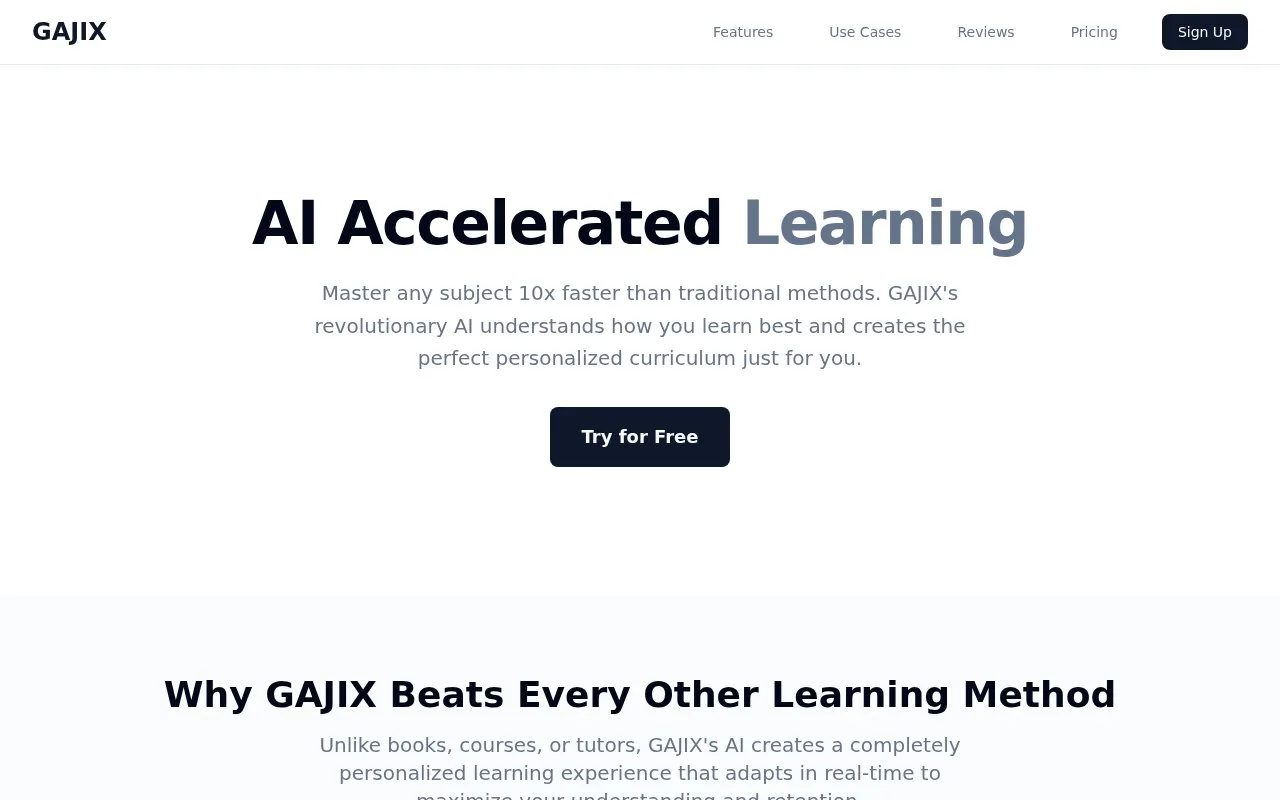 Screenshot of the GAJIX homepage