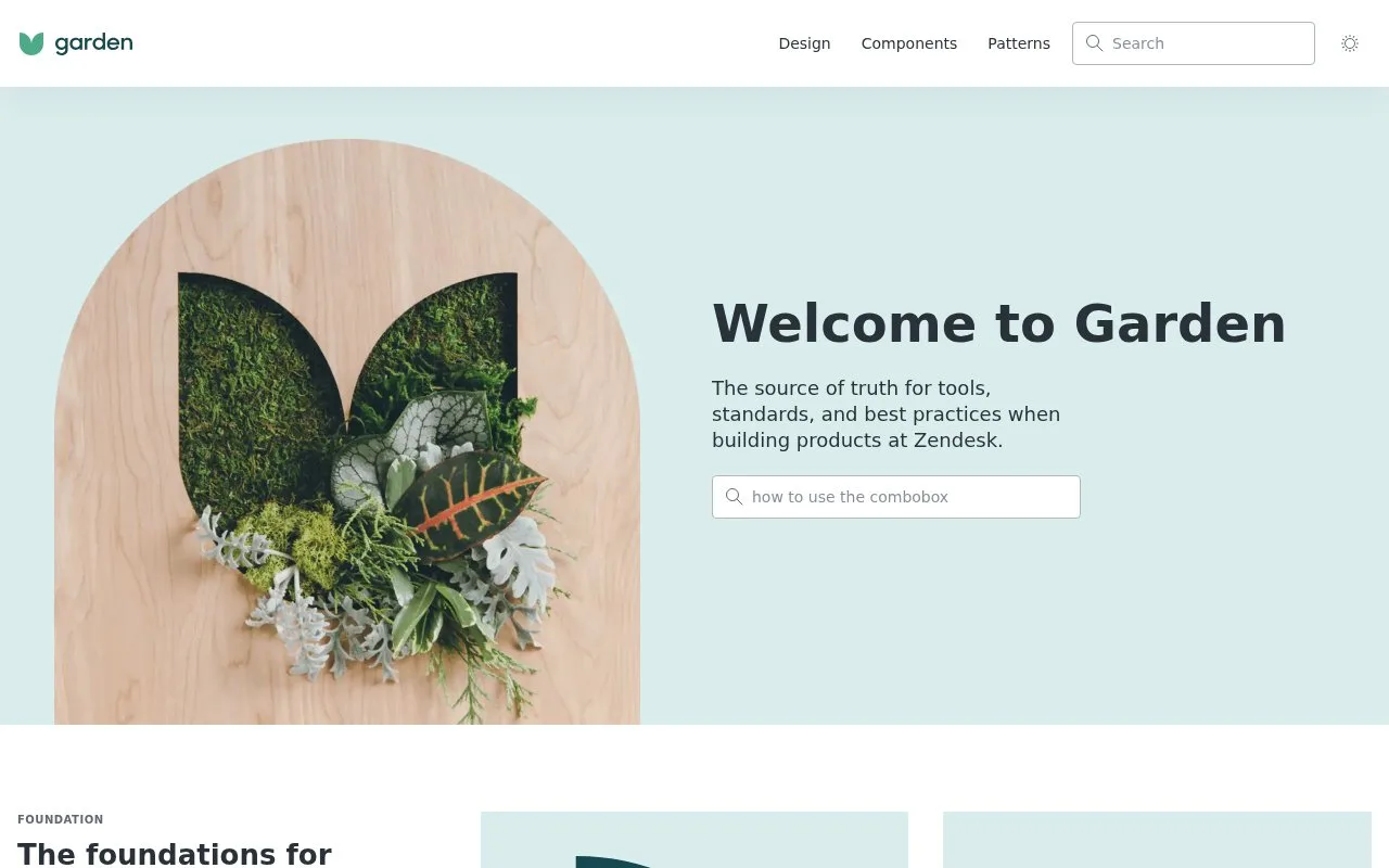 Screenshot of the Zendesk Garden homepage