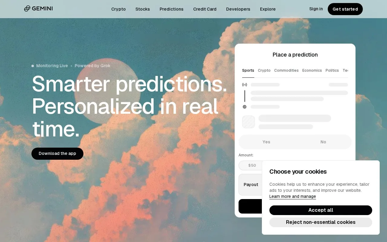 Screenshot of the Gemini homepage