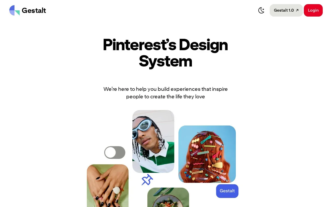 Screenshot of the Gestalt homepage