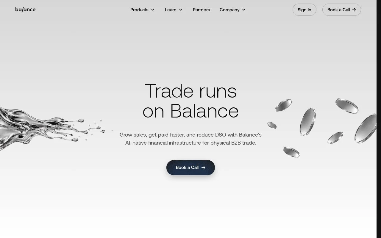 Screenshot of the Balance homepage