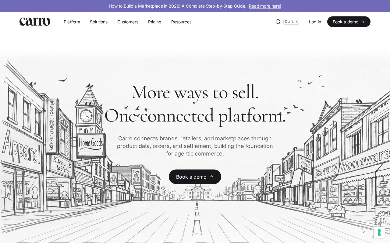 Screenshot of the Carro homepage