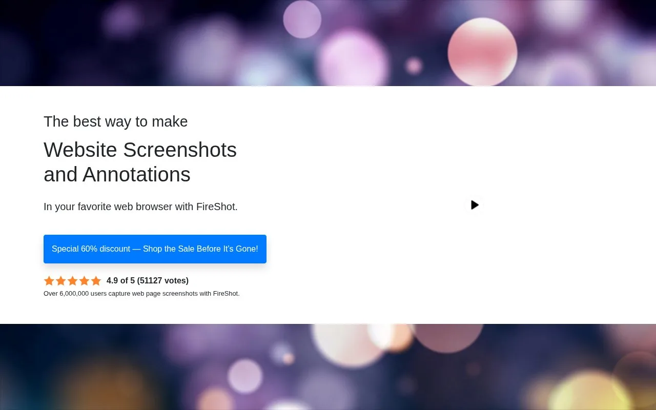 Screenshot of the FireShot homepage