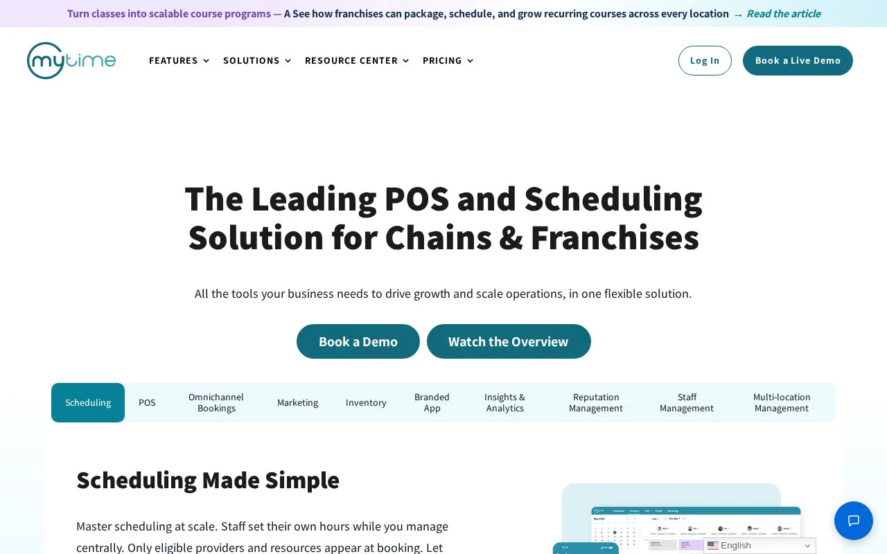 Screenshot of the MyTime homepage
