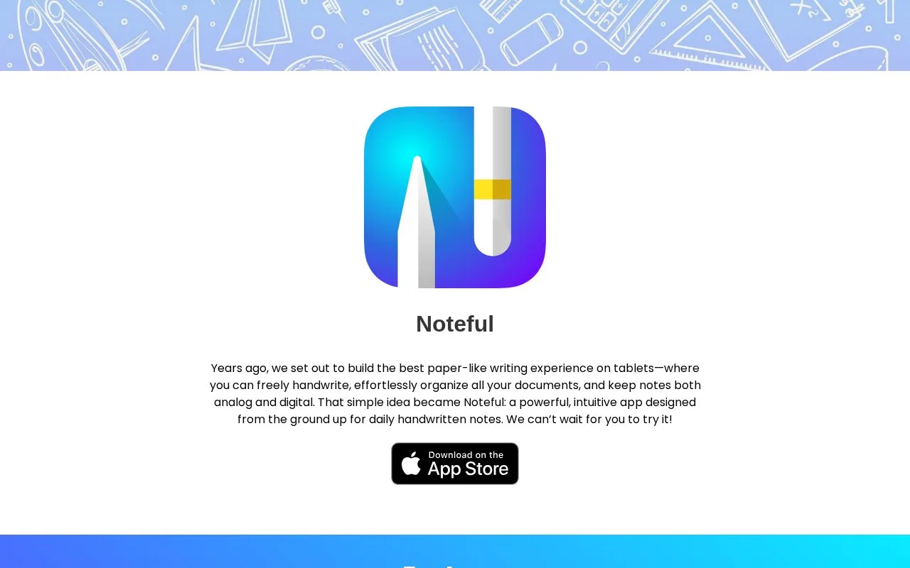 Screenshot of the Noteful homepage