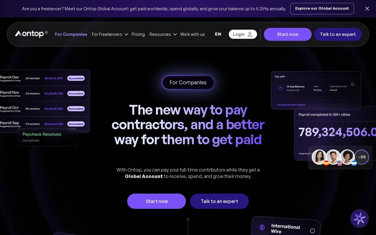 Screenshot of the Ontop homepage