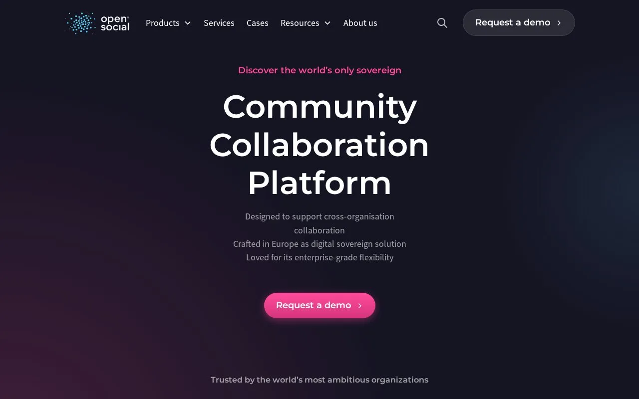 Screenshot of the Open Social homepage