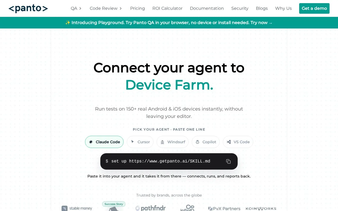 Screenshot of the Panto AI homepage