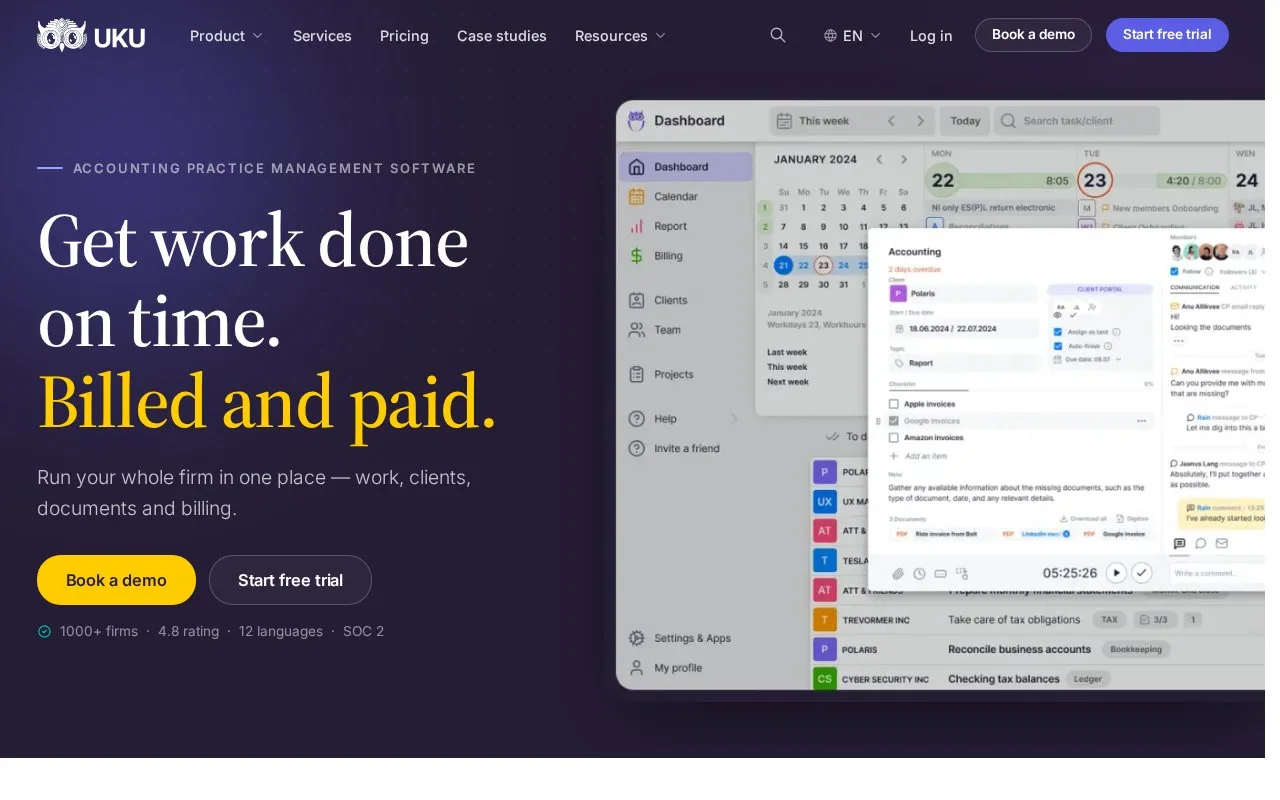 Screenshot of the Uku homepage