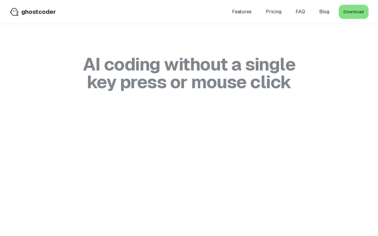 Screenshot of the ghostcoder homepage