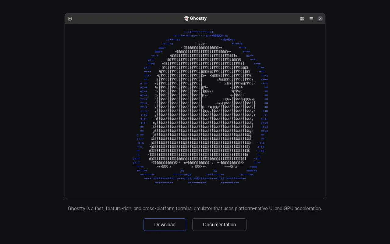Screenshot of the Ghostty homepage
