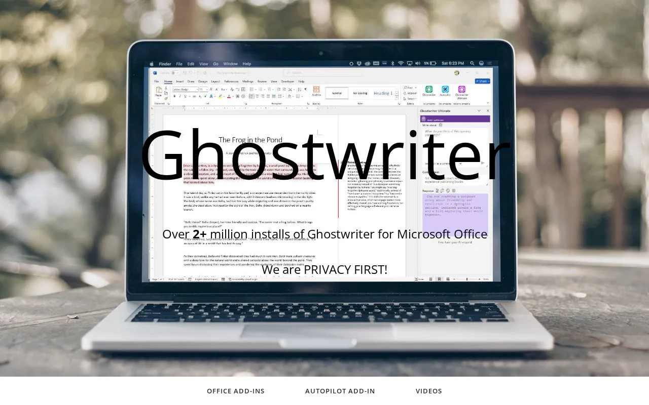 Screenshot of the Ghostwriter homepage