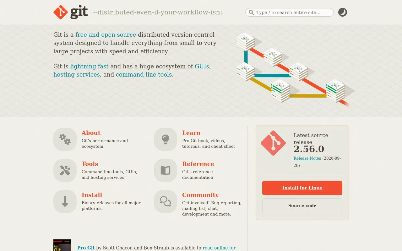 Screenshot of the Git homepage