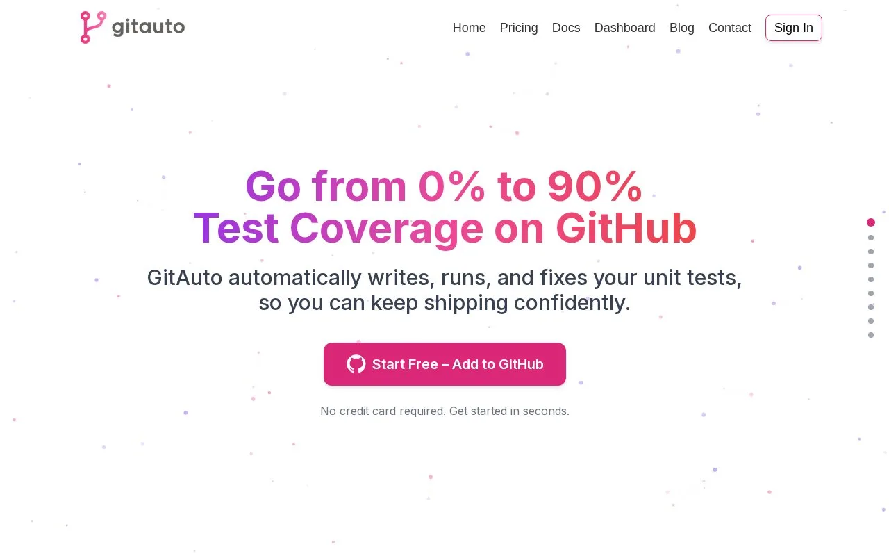 Screenshot of the GitAuto homepage