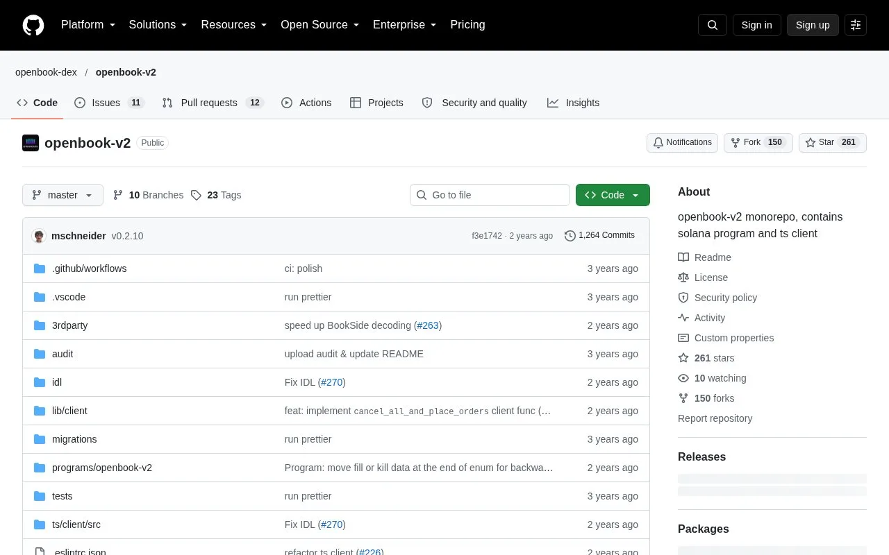 Screenshot of the OpenBook homepage