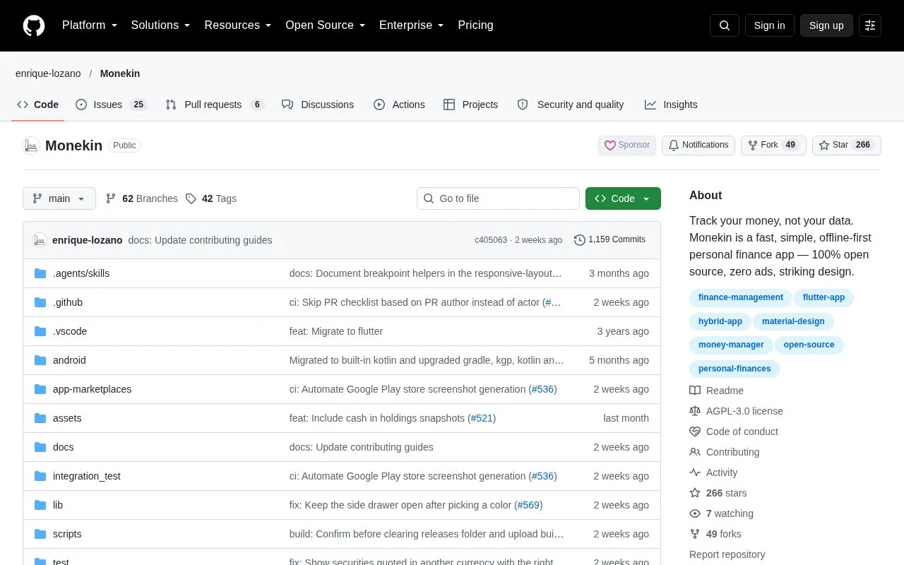 Screenshot of the Monekin homepage