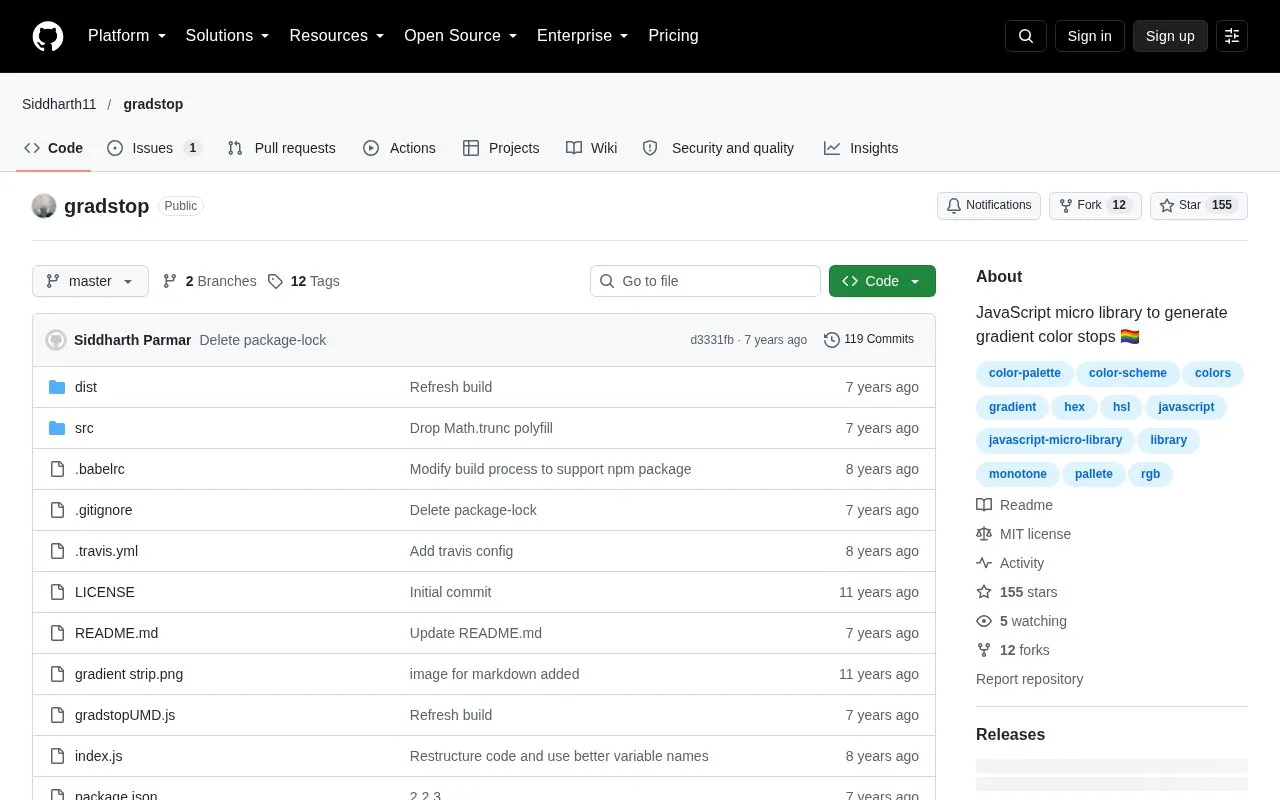 Screenshot of the gradstop homepage