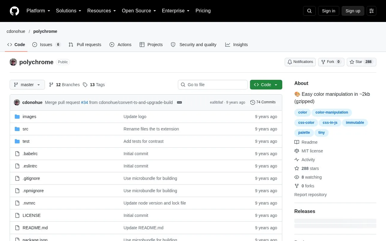Screenshot of the polychrome homepage