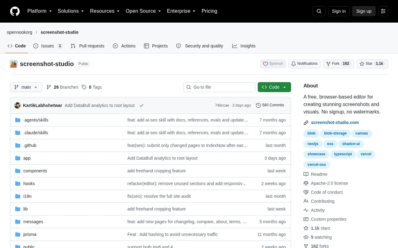Screenshot of the Screenshot Studio homepage