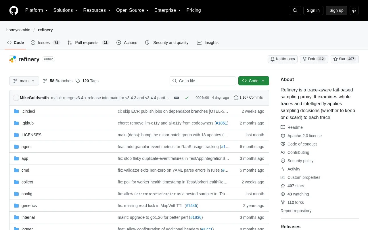 Screenshot of the Honeycomb Refinery homepage