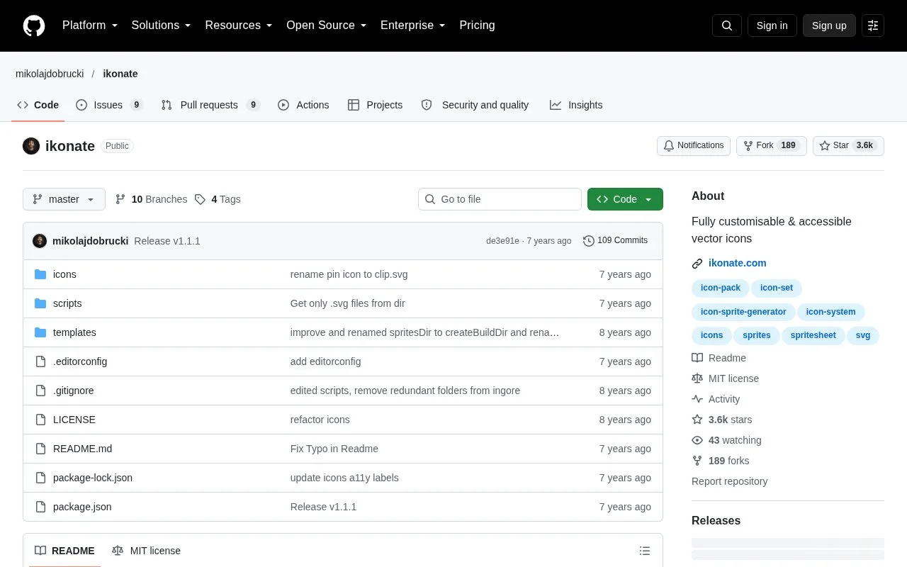 Screenshot of the Ikonate homepage