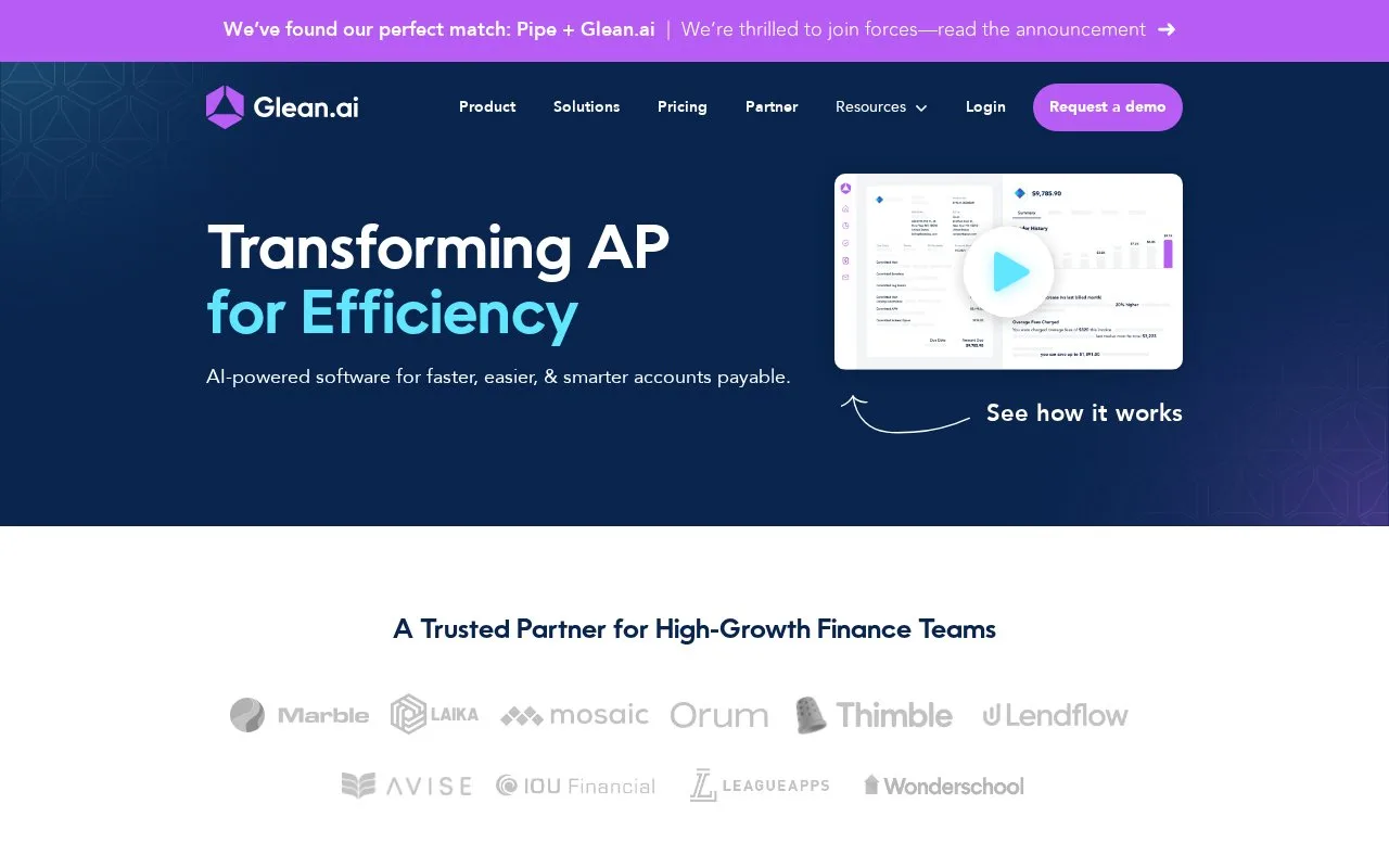 Screenshot of the Glean.ai homepage