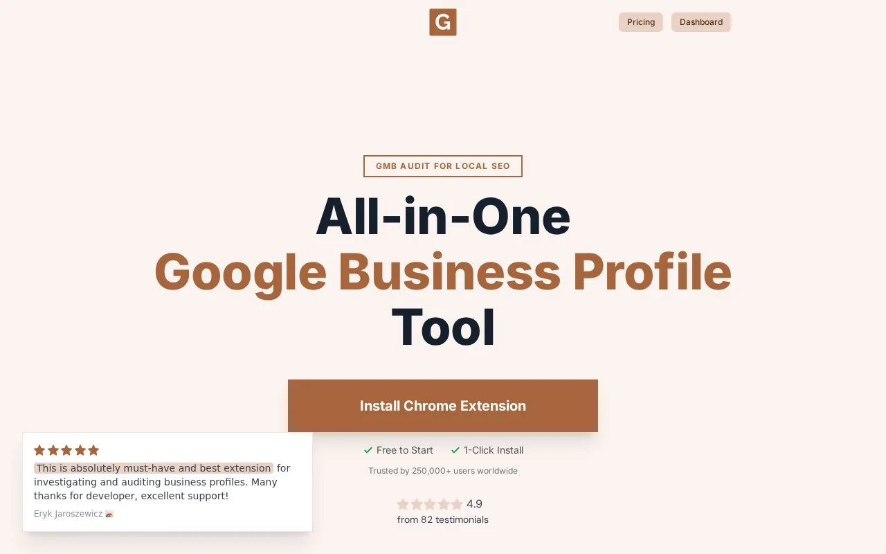 Screenshot of the GMB Everywhere homepage