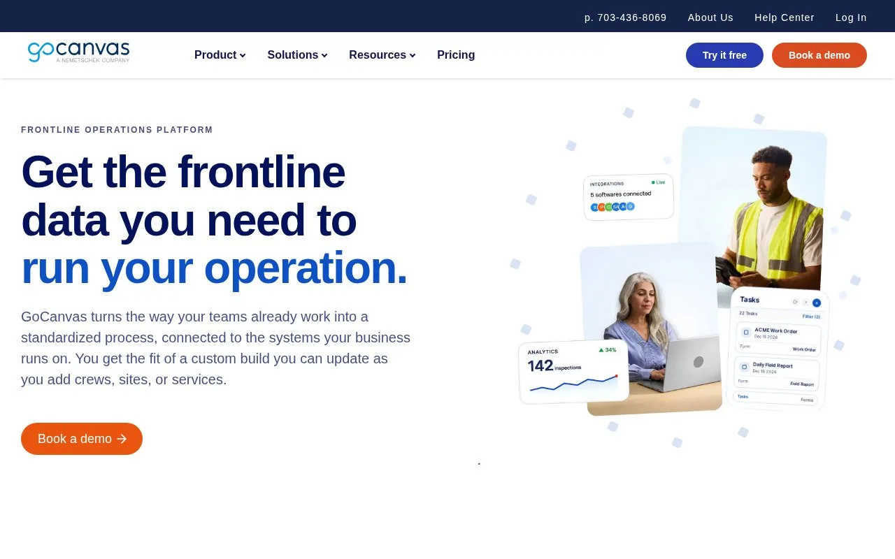 Screenshot of the GoCanvas homepage