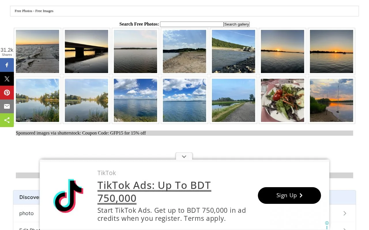 Screenshot of the Good Free Photos homepage