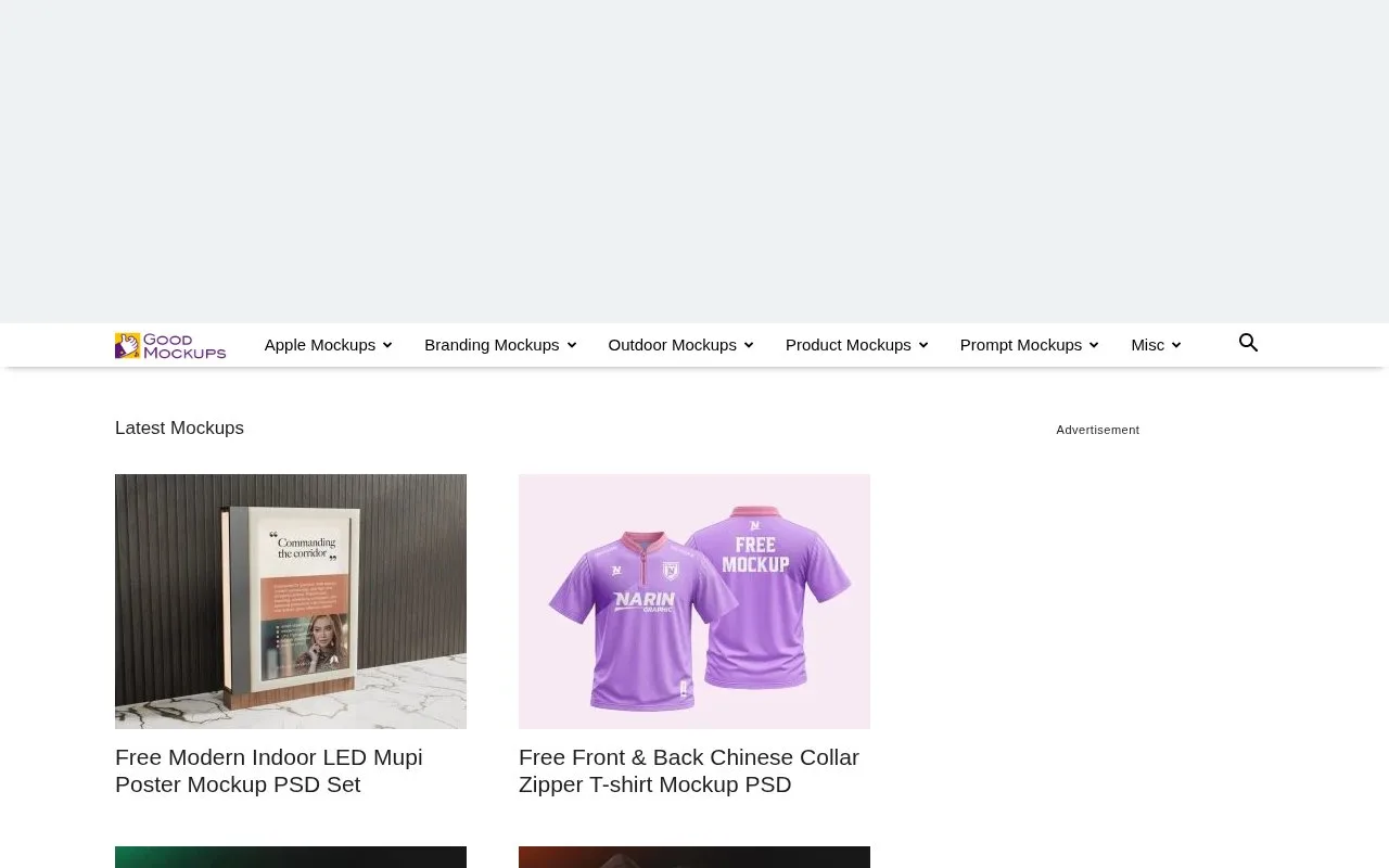 Screenshot of the Good Mockups homepage