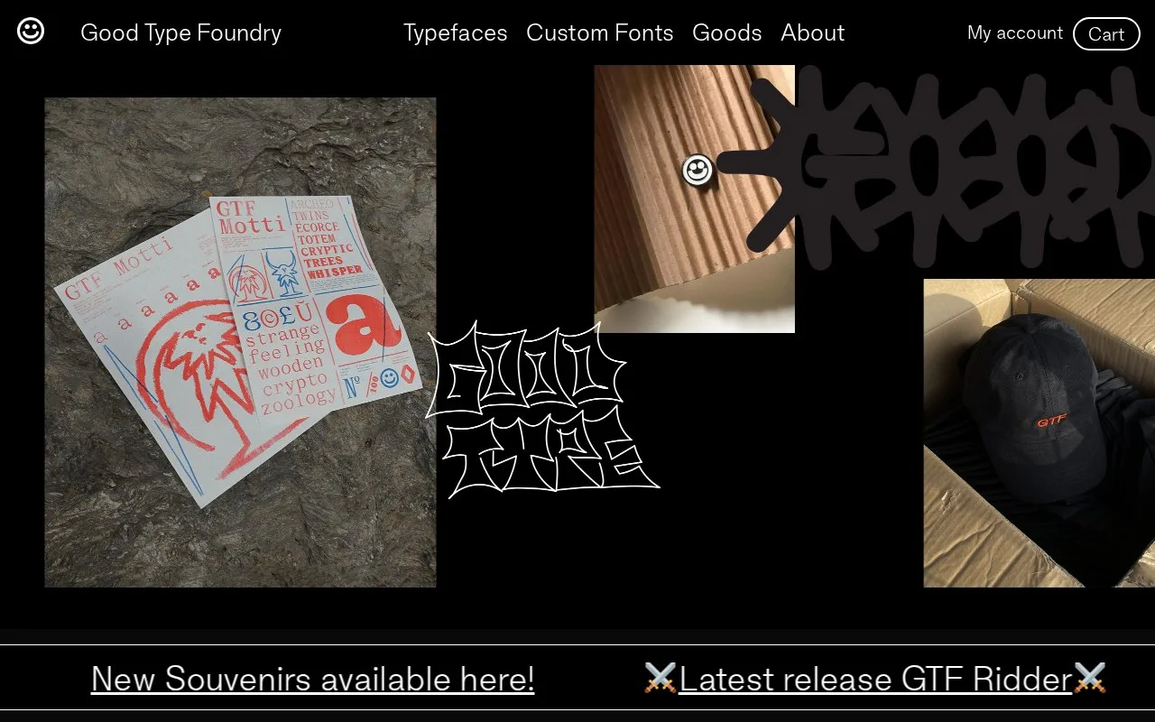 Screenshot of the Good Type Foundry homepage