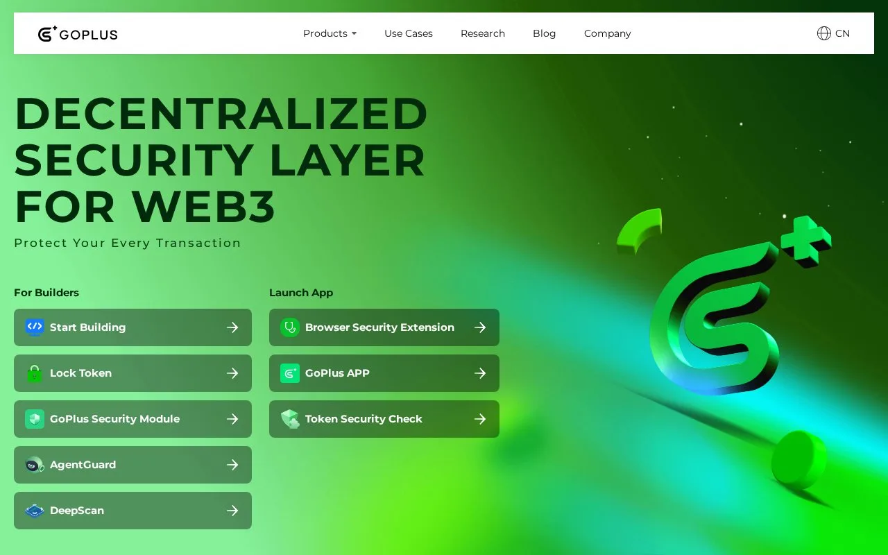 Screenshot of the GoPlus Security homepage