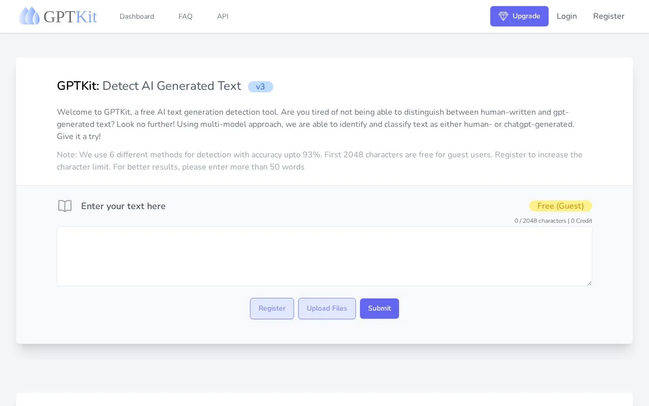 Screenshot of the GPTKit homepage