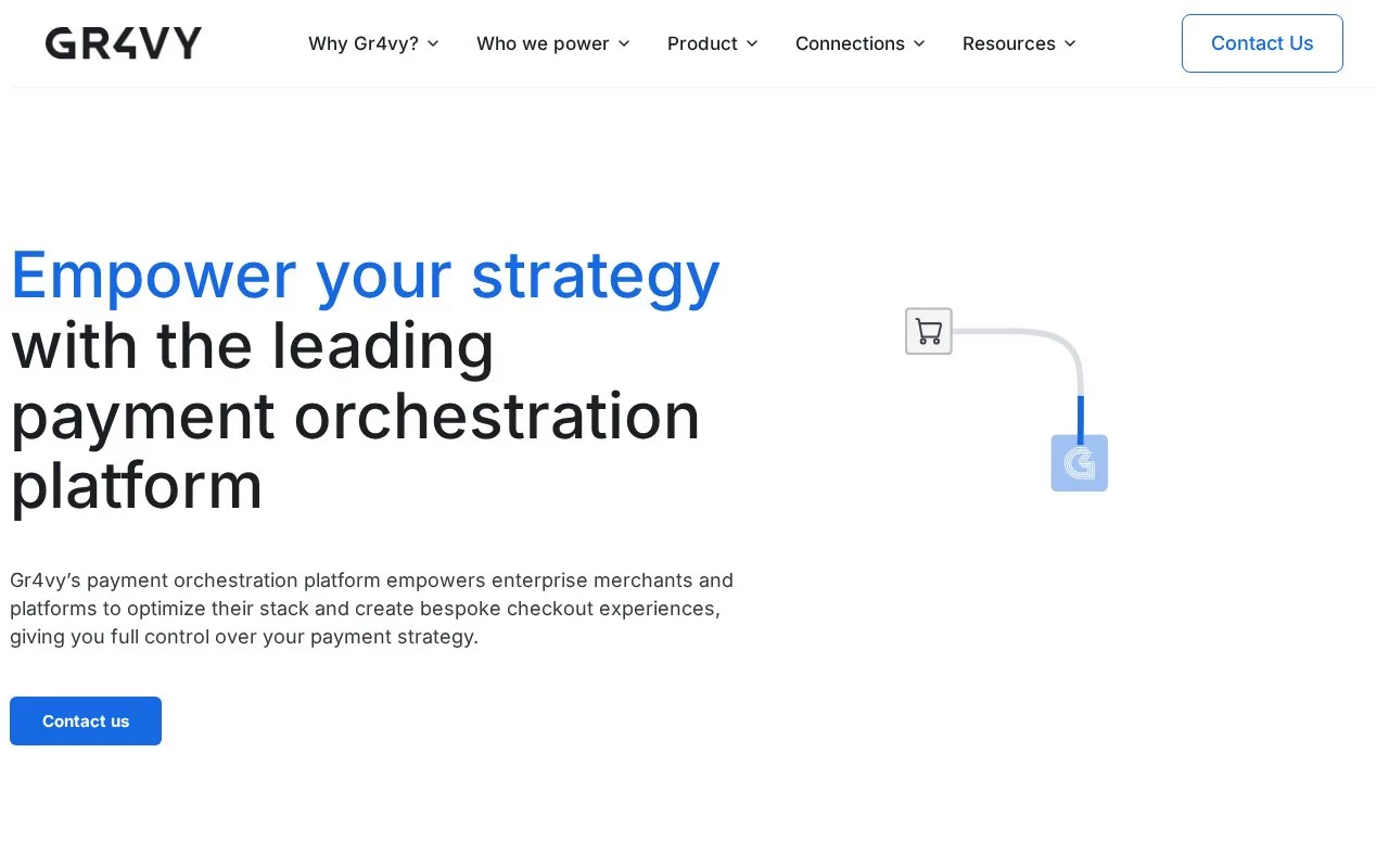Screenshot of the Gr4vy homepage