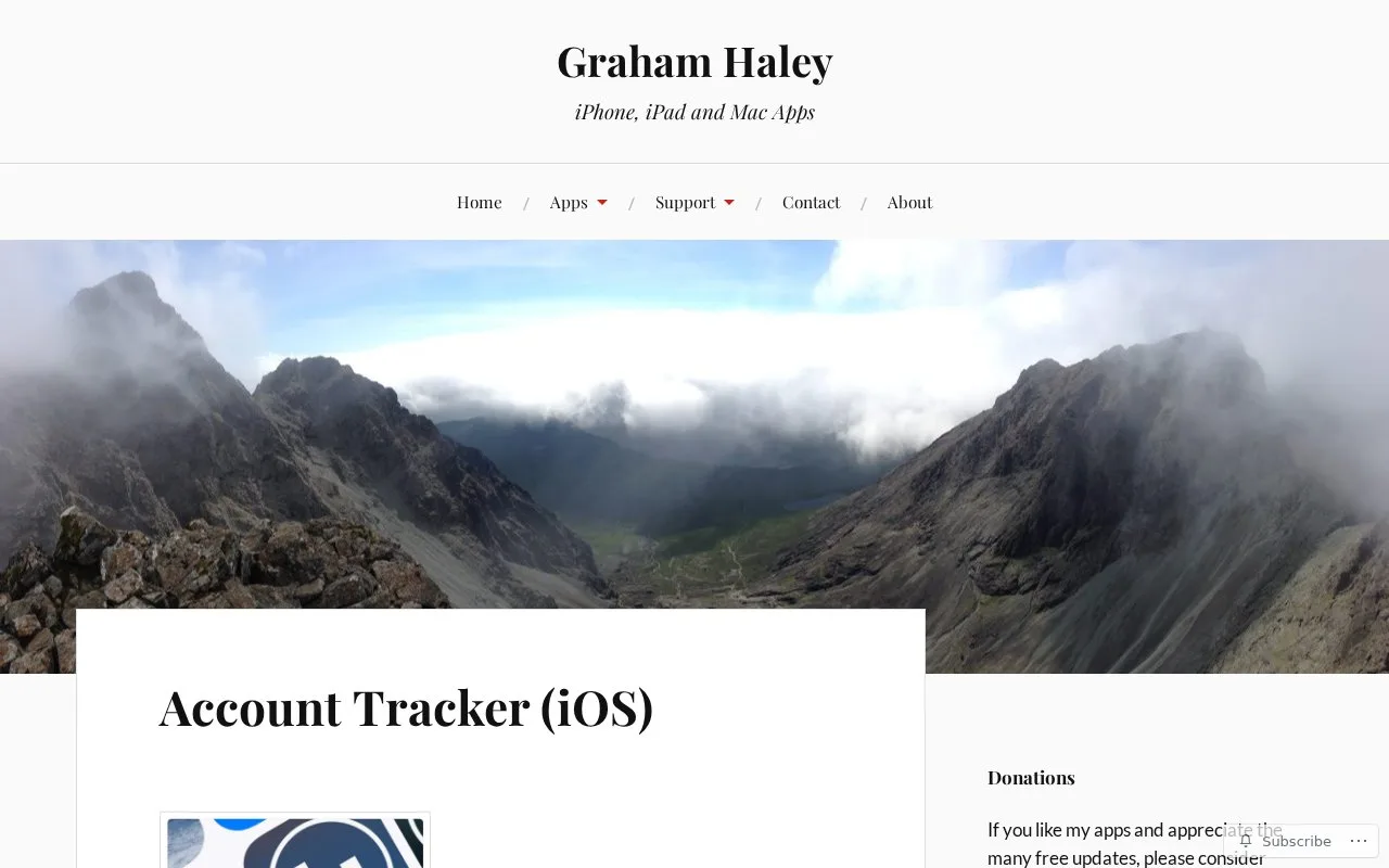 Screenshot of the Account Tracker homepage