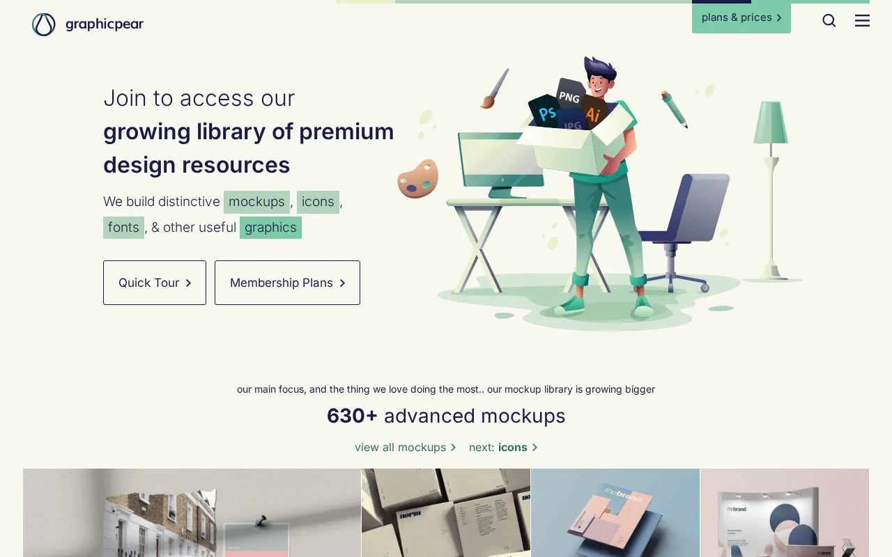 Screenshot of the Graphic Pear homepage