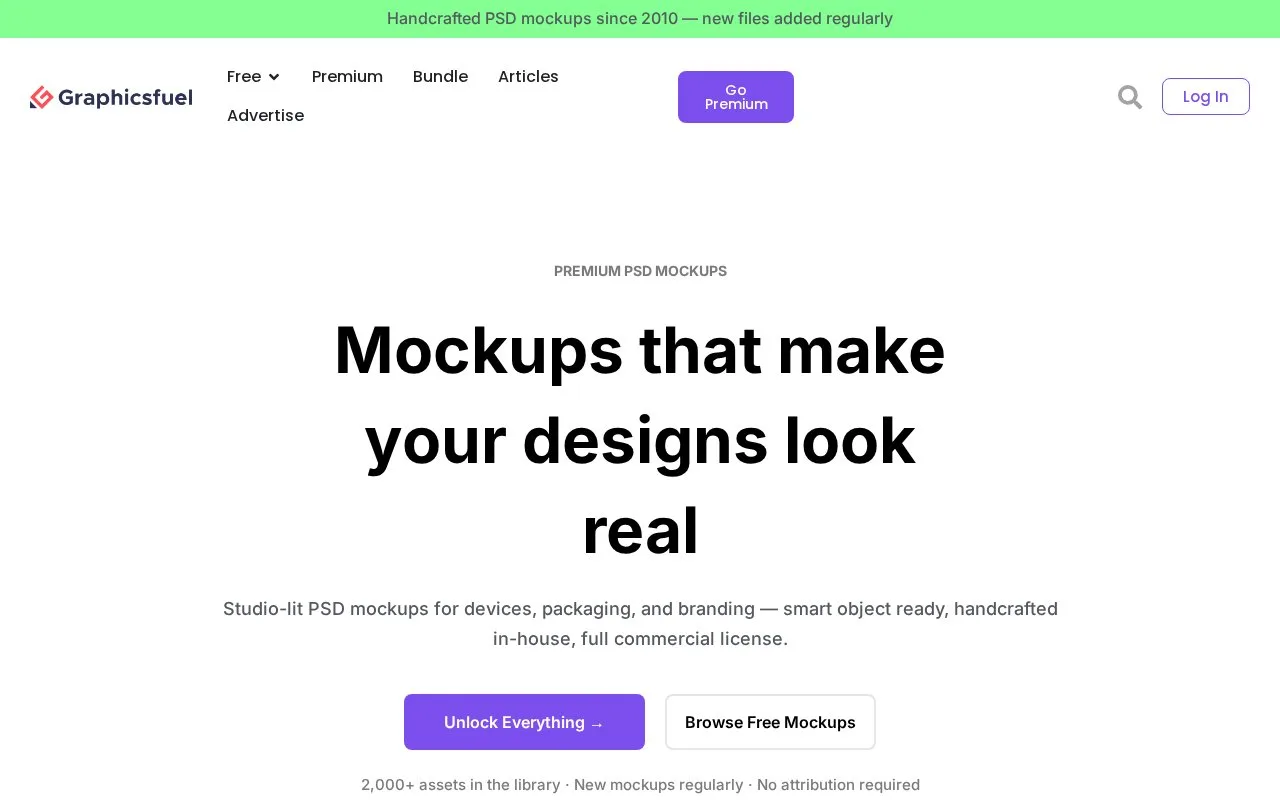 Screenshot of the GraphicsFuel homepage