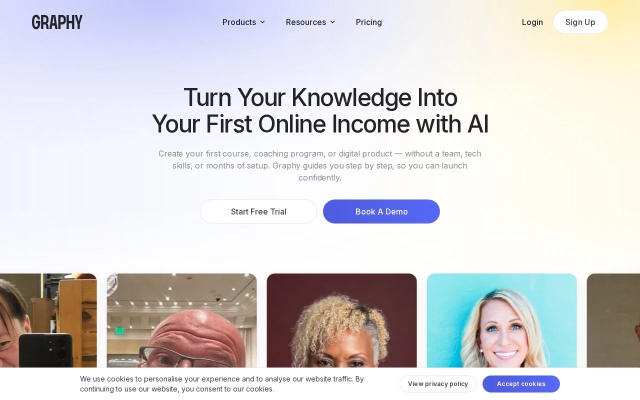 Screenshot of the Graphy homepage