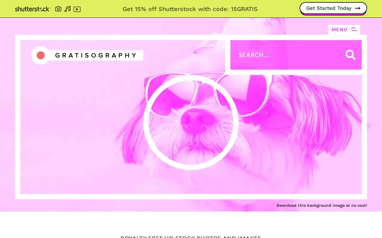 Screenshot of the Gratisography homepage