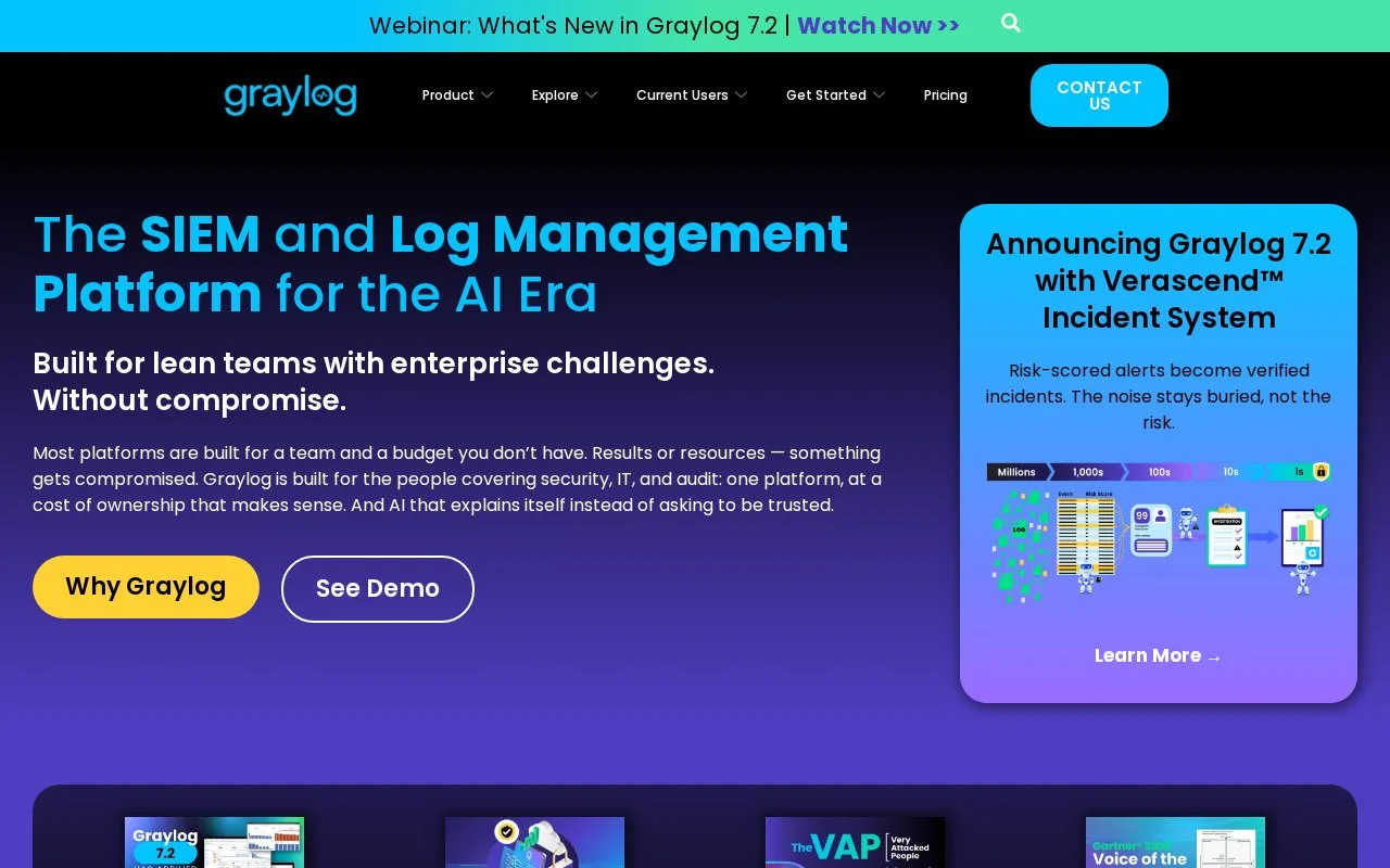 Screenshot of the Graylog homepage