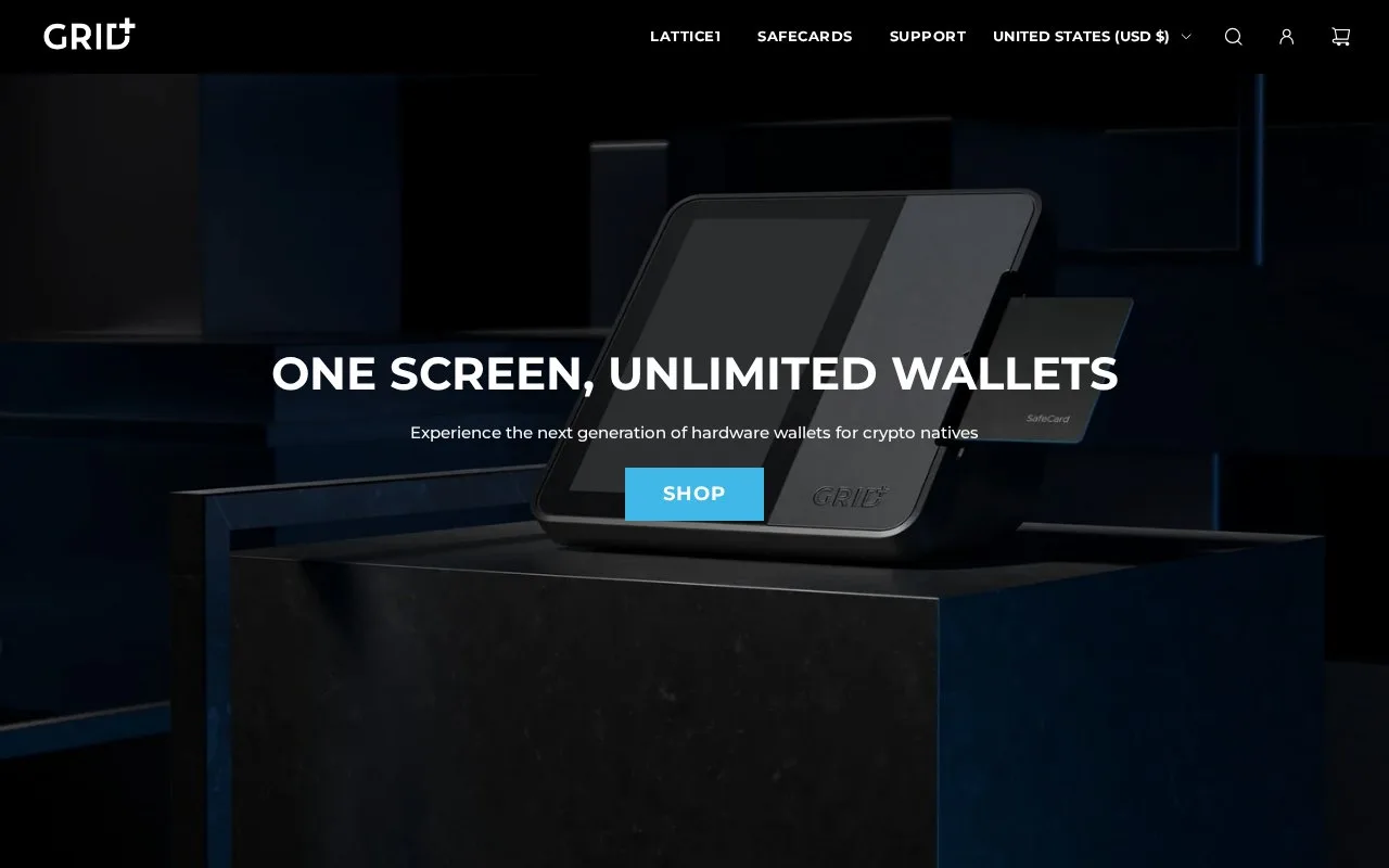 Screenshot of the GridPlus homepage