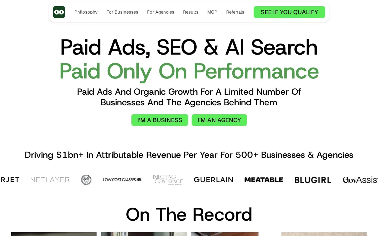 Screenshot of the groas homepage