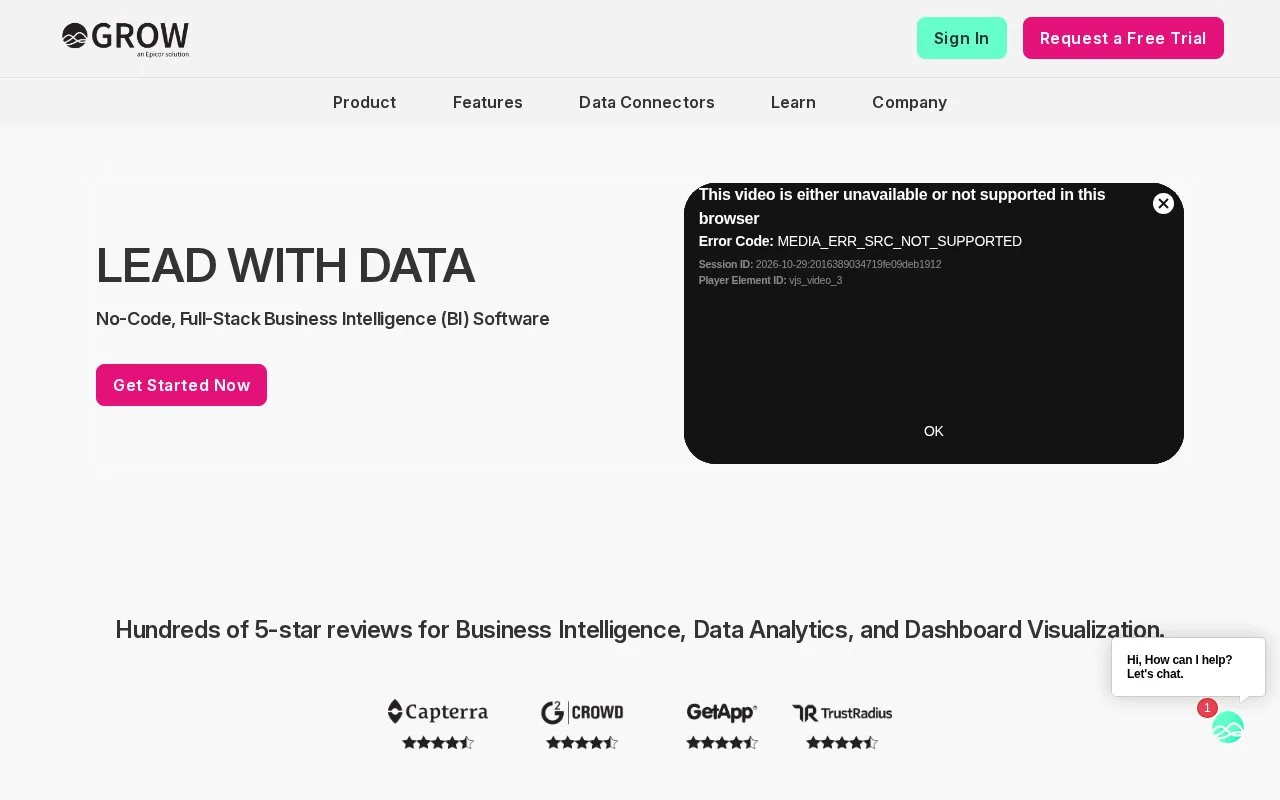 Screenshot of the Grow homepage