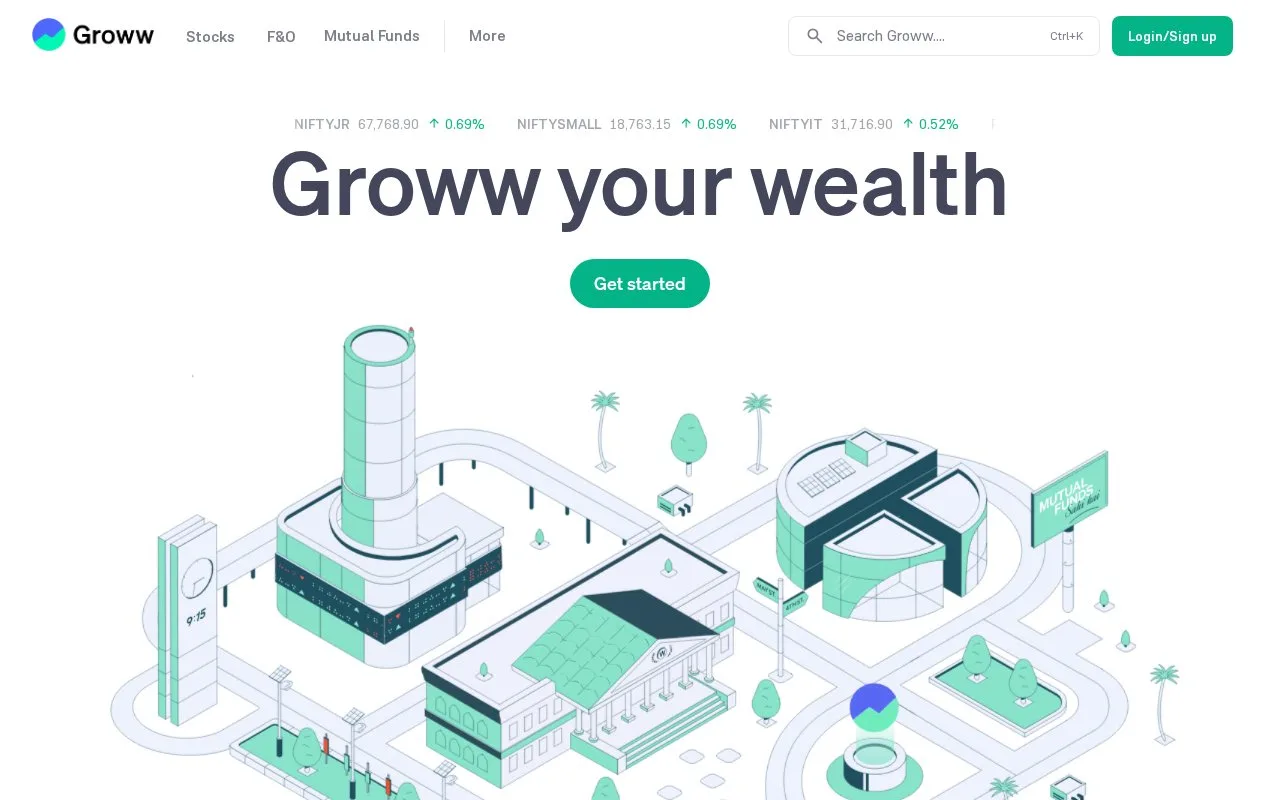 Screenshot of the Groww homepage